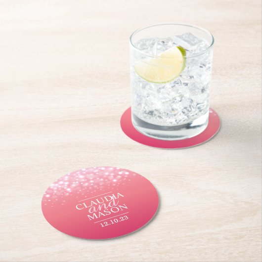 Bruiloft roze champagne papier onderzetters (Insitu)