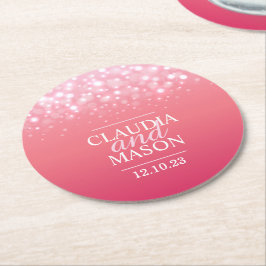 Bruiloft roze champagne papier onderzetters