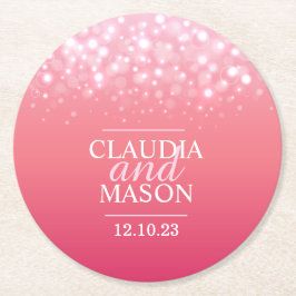 Bruiloft roze champagne papier onderzetters