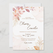 bruiloft Roze en bruin Uitnodigingskaart Kaart (Voorkant)