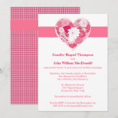 Bruiloft | Roze en wit | Floral | Hart Kaart (Voorkant / Achterkant)