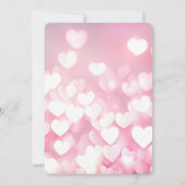 Bruiloft roze en witte bokeh harten kaart (Achterkant)