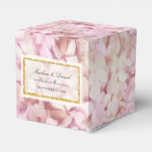 Bruiloft Roze Faux Gold Hydrangea Bloemenkunst Bedankdoosjes (Achterkant)