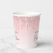 Bruiloft Roze Glitters Papieren Bekers (Rechts)