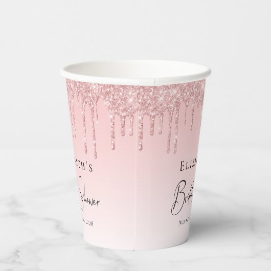 Bruiloft Roze Glitters Papieren Bekers (Rechts)