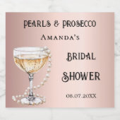 Bruiloft roze goud parels prosecco sparkling wijnetiket (Enkel label)