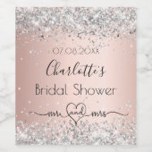 Bruiloft roze goud zilver meneer mevrouw wijn etiket (Enkel label)