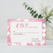 Bruiloft Roze Harten RSVP Kaartje (Staand voorkant)