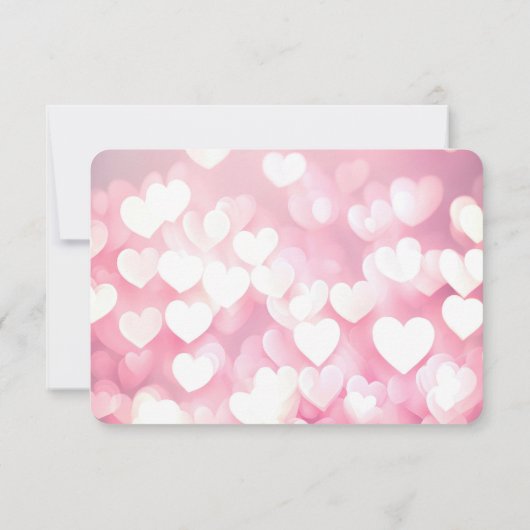 Bruiloft Roze Harten RSVP Kaartje (Achterkant)