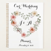 Bruiloft Roze Ivoor Rozen Organizer Planner (Voorkant)