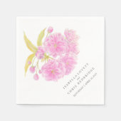 Bruiloft roze kersenbloesem papier servet (Voorkant)