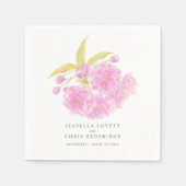 Bruiloft roze kersenbloesem papier servet (Voorkant)