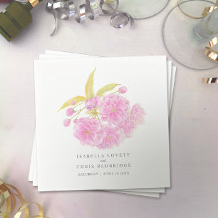Bruiloft roze kersenbloesem papier servet