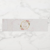 Bruiloft Roze Orchideeën Marmer Goud Bloemen Geome Waterfles Etiket (Enkel label)