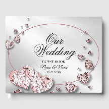 Bruiloft Roze Perzik Glanzende Harten Geometrisch