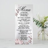 Bruiloft Roze Perzik Glanzende Harten Geometrisch Menu (Staand voorkant)