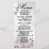 Bruiloft Roze Perzik Glanzende Harten Geometrisch Menu (Voorkant)