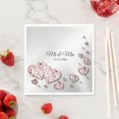 Bruiloft Roze Perzik Glanzende Harten Geometrisch Servet (Insitu)