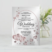 Bruiloft roze perzik glanzende harten geometrische kaart (Staand voorkant)