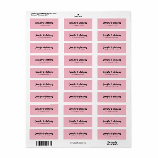 Bruiloft Roze Professioneel Bold Creatief Elegant Etiket (Full Sheet)