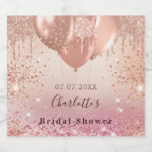 Bruiloft roze roos gouden glinsterende ballonnen l bier etiket (Enkel label)