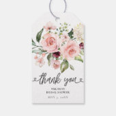 Bruiloft Roze Rozen Bruidsfeest Cadeaulabel (Achterkant)