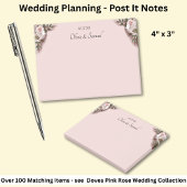 Bruiloft Roze Rozen & Duiven Notities Post-it® Notes