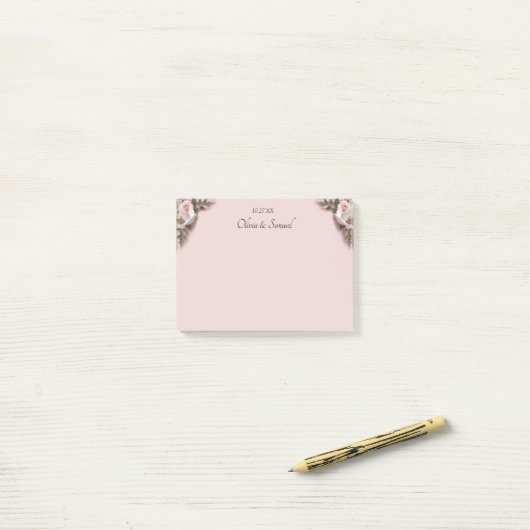 Bruiloft Roze Rozen & Duiven Notities Post-it® Notes (Op bureau)