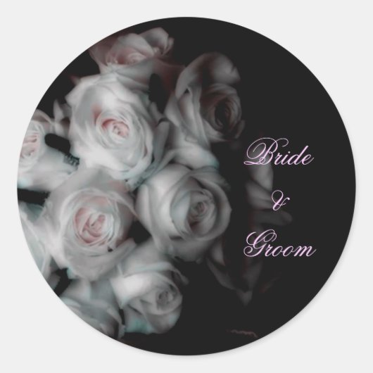 Bruiloft Roze Rozen Stickers (Voorkant)
