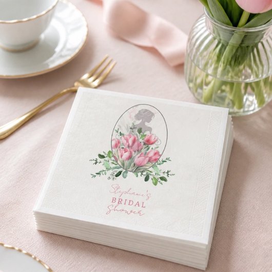 Bruiloft Roze Tulp Papier Servet