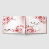 Bruiloft Roze Waterverf Bloem Glanzende Glitter Gastenboek (Volledig)