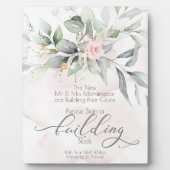 Bruiloft | Roze Waterverf Roos BOHO Building Block Fotoplaat (Voorkant)