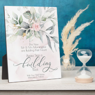 Bruiloft   Roze Waterverf Roos BOHO Building Block Fotoplaat