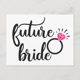 Bruiloft - Roze & Zwarte Verlovingsring Uitnodiging Briefkaart