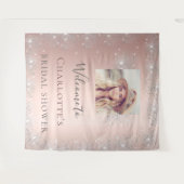 Bruiloft rozegoud foto zilver glitters wandkleed (Voorkant (horizontaal))