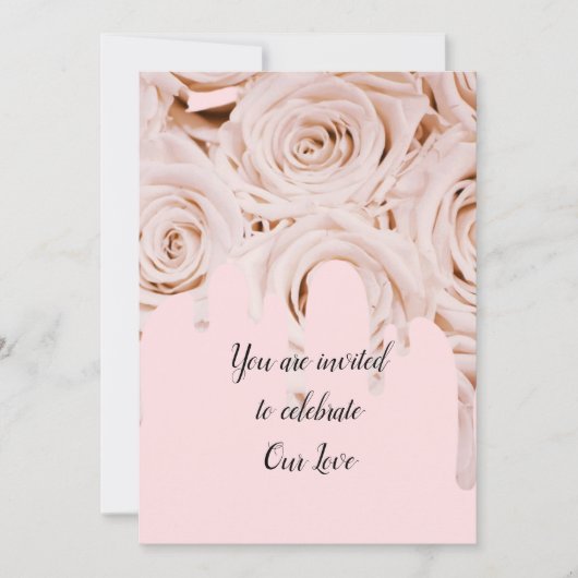 Bruiloft rozen druipt elegante kalligrafie tekst kaart (Voorkant)