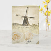 Bruiloft Rozen op bijbel met windmolen Kaart (Gele Bloem)