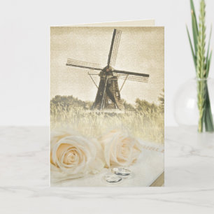 Bruiloft Rozen op bijbel met windmolen Kaart