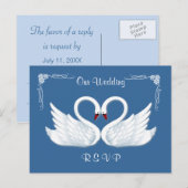 Bruiloft. RSVP. 2 witte zwanen Briefkaart (Voorkant / Achterkant)