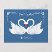 Bruiloft. RSVP. 2 witte zwanen Briefkaart (Voorkant)