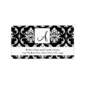 Bruiloft RSVP Adresetiketten Damask Monogram Etiket (Voorkant)
