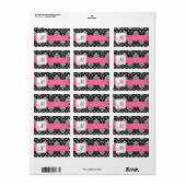 Bruiloft RSVP Adresetiketten Damask Monogram Etiket (Full Sheet)