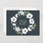 Bruiloft RSVP-ansichtkaart met witte krans Uitnodiging Briefkaart (Voorkant / Achterkant)