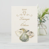 Bruiloft RSVP antwoord kunst van zeeschelpen Kaart (Staand voorkant)