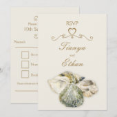 Bruiloft RSVP antwoord kunst zeeschelpen Kaart (Voorkant / Achterkant)