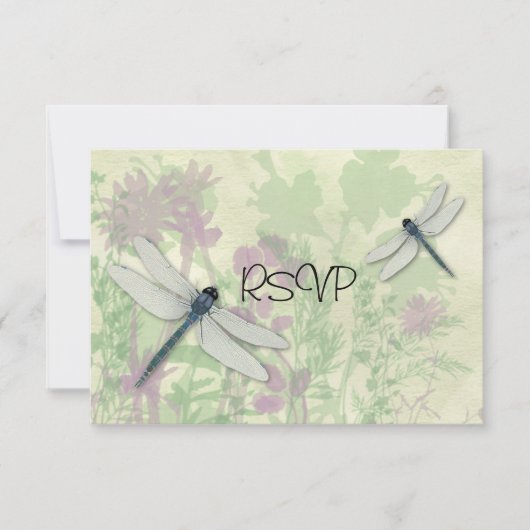 Bruiloft RSVP Blauwe Libellen Kaartje (Voorkant)
