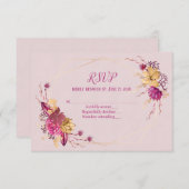 bruiloft RSVP bloemboeket met goudlijst (Voorkant / Achterkant)