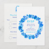 Bruiloft RSVP bloemenkrans violierblauw Kaart (Voorkant / Achterkant)