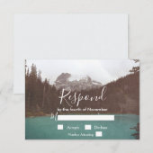 Bruiloft RSVP Bos Berg Meer Rustiek Kaartje (Voorkant / Achterkant)