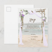 Bruiloft RSVP briefkaart met lavendel strand bomen (Voorkant / Achterkant)